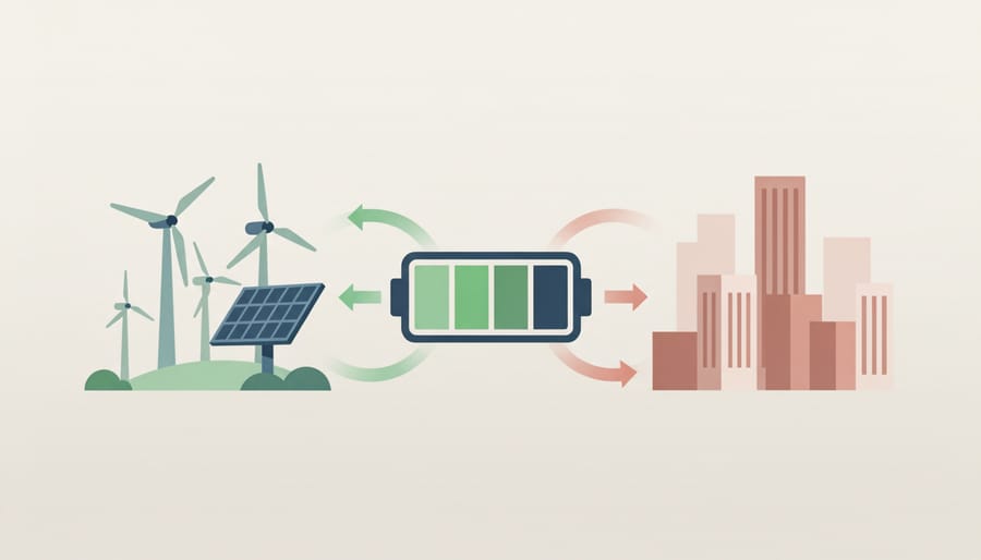 Battery energy storage system containers with cables and cooling vents at an industrial site.